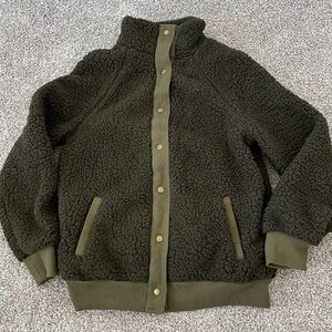 Cozy Olive Green Sherpa Jacket Size XS